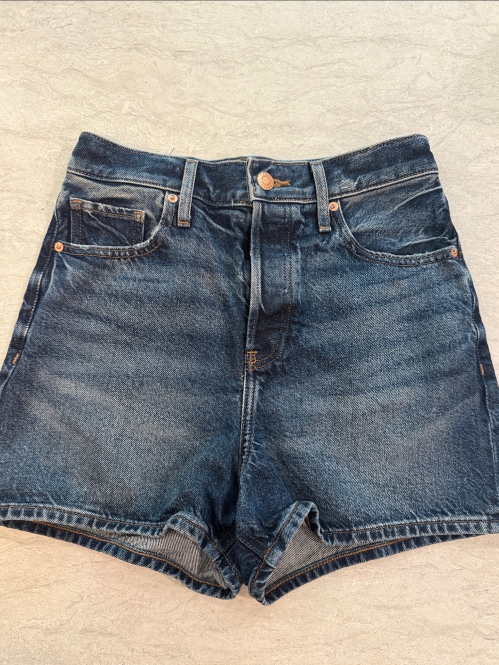 Express Women's Dark Blue High-Rise Denim Shorts